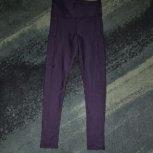 Silver Icing Fleece Lined Purple High-Waisted Leggings Size M